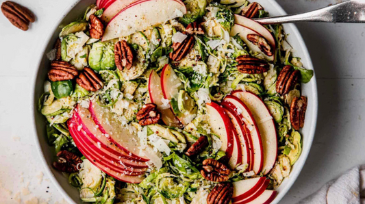 Large Bowl with apples, walnuts, and brussel sprouts